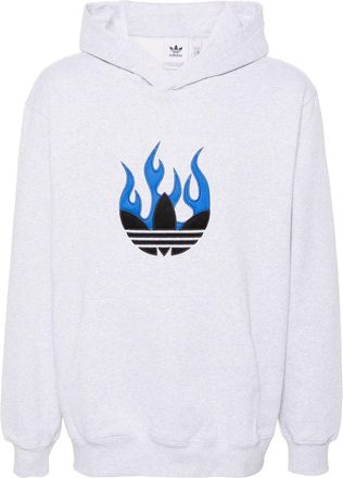 adidas flames logo-patch cotton hoodie - men - Cotton/Cotton - S - Grey