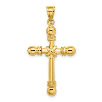 Diamond2Deal 14k Yellow Gold Polished Cylinder Cross Charm