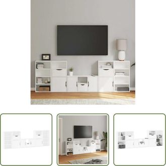 vidaXL Armadio tv con contenitore - Mobile TV 5 pz con Contenitore ODDA Bianco in Legno di Pino