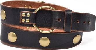 Post & Co Beige Leather Classic Round Buckle Belt
