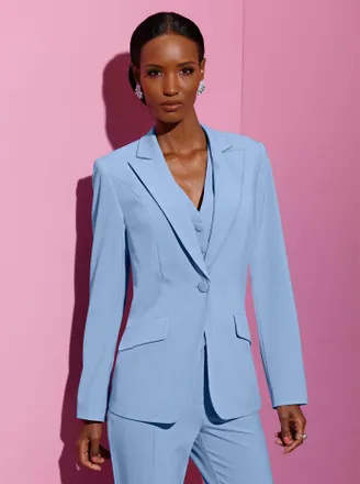 Cr&eacute;ation L Jackenblazer CREATION L Blazer, Damen, Gr. 36, blau (himmelblau), 63% Polyester, 34% Viskose, 3% Elasthan, Blazer Jackenblazer