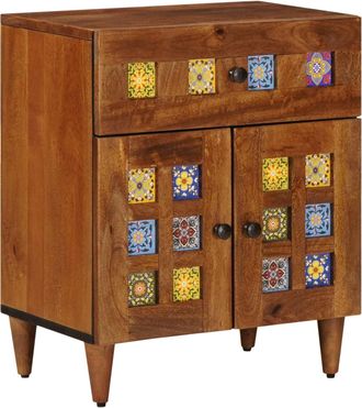 vidaXL Armario De Noche Marr&oacute;n 50 X 33 X 60 Cm Madera De Mango Maciza Vidaxl