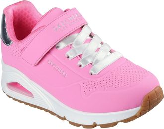 Skechers Duraleather Gore and Strap Fashion Sn Low Top Trainers Hot Pink/Silver 11.5 UK Child