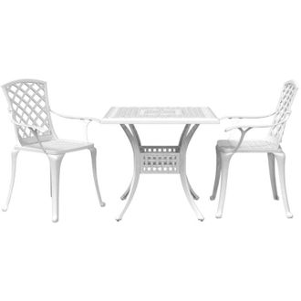vidaXL 3 Piece Bistro Set White Cast Aluminium vidaXL