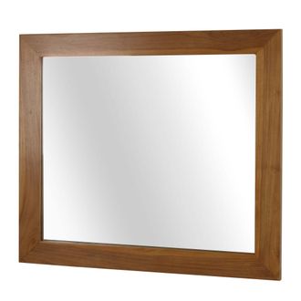Hhg Hhg - Espejo De Pared De Teca 507, Espejo De Ba&ntilde;o, Marco De Madera, Teca De Calidad B (duramen, 20-30 A&ntilde;os), 71x80cm