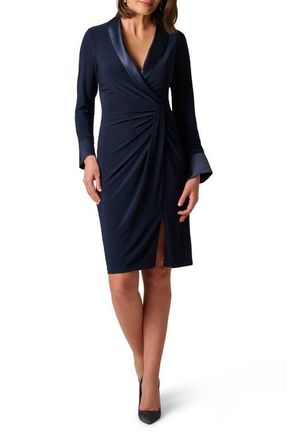 Adrianna Papell Floral Long Sleeve Fit & Flare Minidress in Midnight at Nordstrom, Size 14