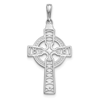 Diamond2Deal 14k Gold Celtic Cross with Eternity Circle Pendant