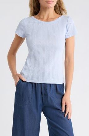 Splendid Boat Neck Pointelle T-Shirt in Country Air Blue at Nordstrom Rack, Size X-Large