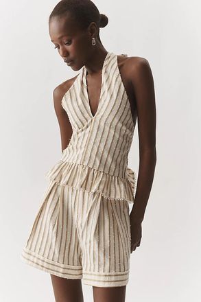 En Saison Halter Neck Peplum Blouse