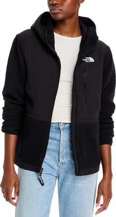 The North Face Retro Denali Hoodie Womens Black Fleece Logo Full Zip GBO3168