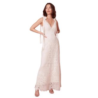 LoveShackFancy Maxi Dresses, female, Pink, Size: M Lora Lace Maxi Dress