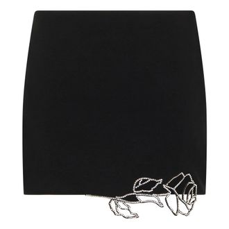 Blumarine Short Skirts, female, Black, Size: S Crystal-Rose Mini Skirt