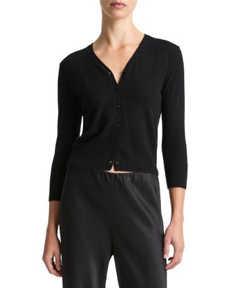 Vince Elbow Sleeve V-Neck Cashmere & Wool-Blend Cardigan