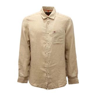 Napapijri Linnen Shirt Groen Eucalyptus Regular Fit - Heren - Casual Overhemden - Beige - S - Linnen - Overhemden