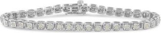 House of Brilliance Silver 1.0 Cttw Diamond Miracle-Set Square Milgrain Link Tennis Bracelet at Nordstrom