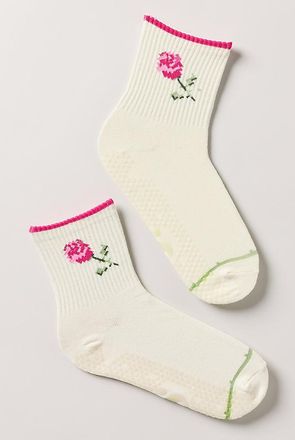 Stems Rose Grip Crew Socks