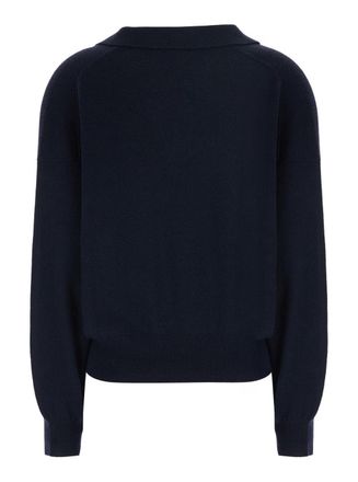Lisa Yang Womens Sweater Katriel Blue Cashmere Knitted Tops Top