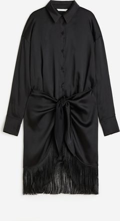 H&M Blusenkleid mit Fransenbesatz - Schwarz