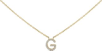 House of Brilliance 10K Yellow Gold Diamond Accent A-Z Block Initial Pendant Necklace in Yellow Gold | G at Nordstrom