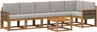 vidaXL Conjunto De Sof&aacute;s De Exterior 7 Uds. Natural Y Gris Claro Vidaxl