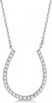 Allurez Pave Set Diamond Horseshoe Pendant Necklace 14k White Gold 0.25ct