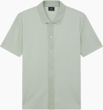 Paul Smith Mens PS Paul Smith Button Front Polo Shirt 30 Green - Size: 42