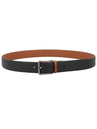 Ermenegildo Zegna Reversible Classic Silver Buckle Cow Leather Belt