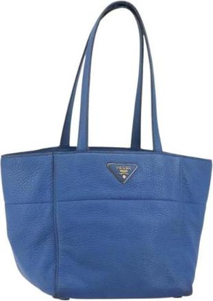 Prada Pre-owned Tote Bags, female, Blue, Size: ONE SIZE Pre-owned Vintage Leather Tote Bag