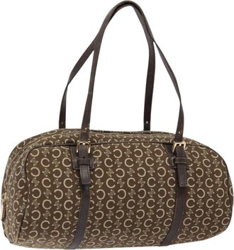 Celine Vintage Macadam Handbag Macadam Brown Canvas Bag (Pre-Owned)