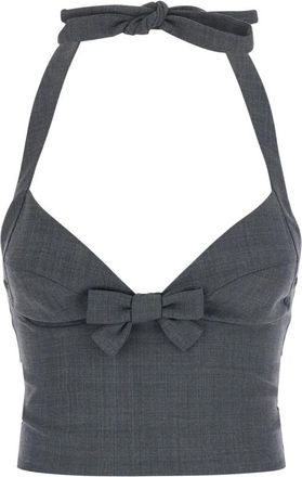 Shushu/Tong Halter Bow Tie Cami Top - Dames - Tops zonder mouwen - Grijs - M - Wol - Tops