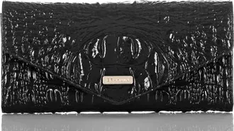 Brahmin Veronica Melbourne Croc Embossed Leather Envelope Wallet in Black Pebbled at Nordstrom