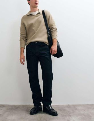 Mango Pola jeans dritti in indigo-Blu