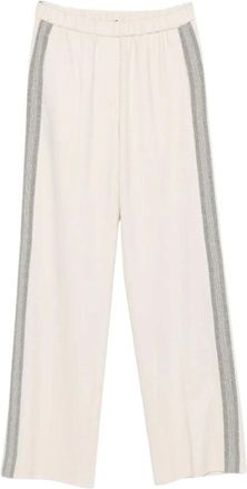 PESERICO Broeken, Dames, Beige, S, Katoen, Side-stripe Track Pants