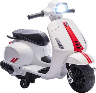 OEM Moto El&eacute;ctrica Para Ni&ntilde;os De 2-4 A&ntilde;os Con Bater&iacute;a 6v Faro Bocina Y Ruedas Auxiliares Blanco