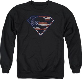 Gildan Superman war-torn Flag Adult Crewneck Sweatshirt