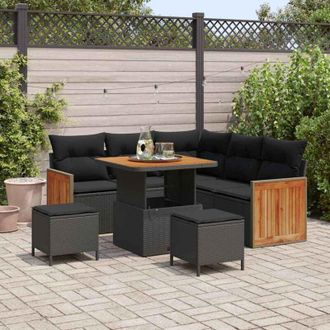 vidaXL Vidaxl - Conjunto De Sof&aacute; De Jard&iacute;n 8 Pcs Negro 80 X 80 X 71 Cm
