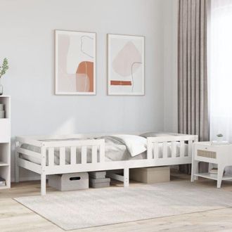 vidaXL Vidaxl - Estructura Cama Sin Colch&oacute;n Madera Maciza Pino Blanca 100x200cm