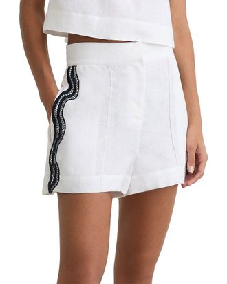 Reiss Felicity Linen Scallop Trim Short