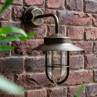 Garden Trading Hanwell Wall Light Antique Brass Cage Fisherman Lantern