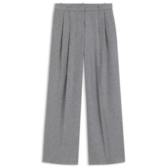 BOSS Wide-leg pants in melange flannel with front pleats