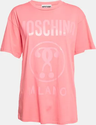 Moschino Pink Logo Print Jersey T-Shirt XS