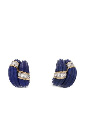 Cartier 1970s diamond and lapis lazuli earrings - women - Yellow Gold/Diamond/Lapis Lazuli - One Size - Blue