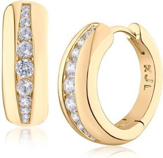 Kenneth Jay Lane Cubic Zirconia Inlay Hoop Earrings in Gold Plated at Nordstrom