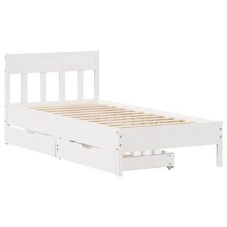 Berkfield Home Full Bed Frame Frame White 75x190 cm Small Single Solid Wood Pine