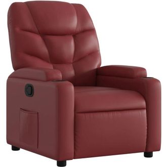 vidaXL Sill&oacute;n Reclinable De Cuero Sint&eacute;tico Rojo Tinto Vidaxl