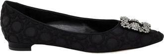 Manolo Blahnik Hangisi Flat Ballerinas - Dames - Ballerinas - Zwart - 40 EU - Leer - Schoenen