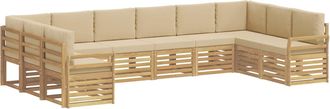 vidaXL Conjunto De Sof&aacute;s De Exterior 10 Uds. Y Beige Poli&eacute;ster Vidaxl