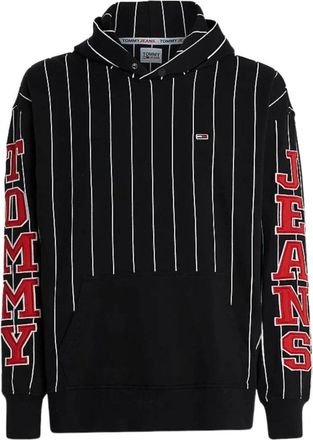 Tommy Jeans Pinstripe hoodie van katoen zwart - Heren - Hoodies - Zwart - M - Katoen - Hoodies & sweatvesten