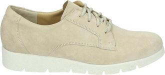 Durea Beige Su&egrave;de Lage Hak Schoenen - Dames - Veterschoenen - Wit - 39 EU - Su&egrave;de - Schoenen
