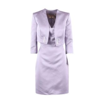 Elisabetta Franchi Duchess Satin and Tulle Dress with Jacket - female - Elisabetta Franchi - Party Dresses - Purple - XS - Dresses